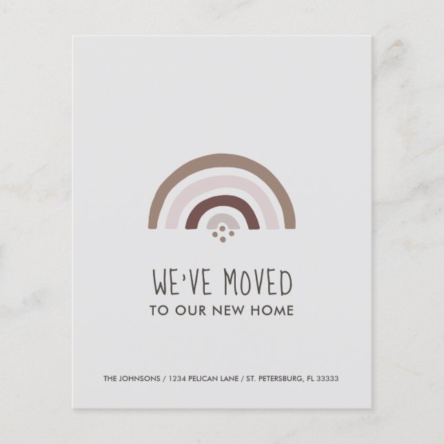 Budget Blush Taupe Rainbow New Address Card (Front)