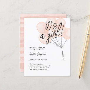 Budget Blush Watercolor Balloons Girl Baby Shower