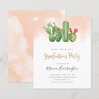 Budget Blush Watercolor & Cactus Graduation Party