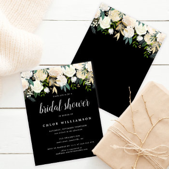 Budget Blush White Floral Bridal Shower Invitation by Celebrais at Zazzle
