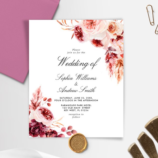 Budget Bohemian Elegant Rustic Wedding Invitation (Creator Uploaded)