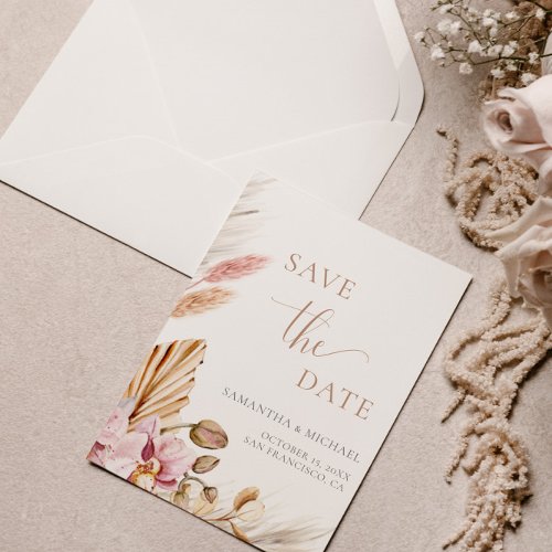 Budget Bohemian Floral Elegant Save the Date Card