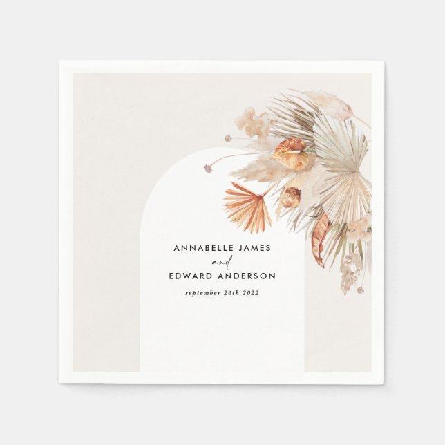 budget bohemian pampas grass wedding party  napkins (Front)