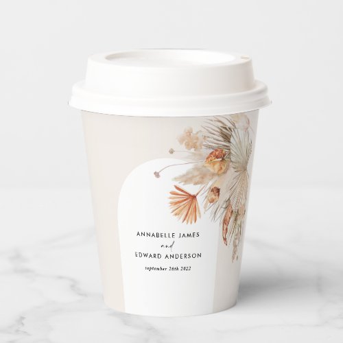 budget bohemian pampas grass wedding party  paper cups