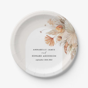 budget bohemian pampas grass wedding party paper plates