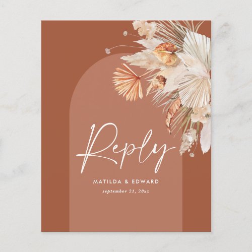 budget bohemian pampas grass wedding reply rsvp flyer