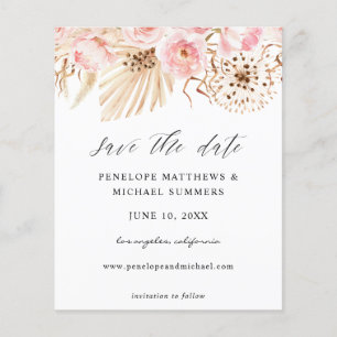 Budget Bohemian Pink Floral Save the Date Flyer