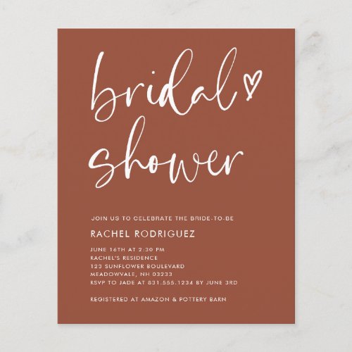 Budget Bohemian Terracotta Bridal Shower Flyer