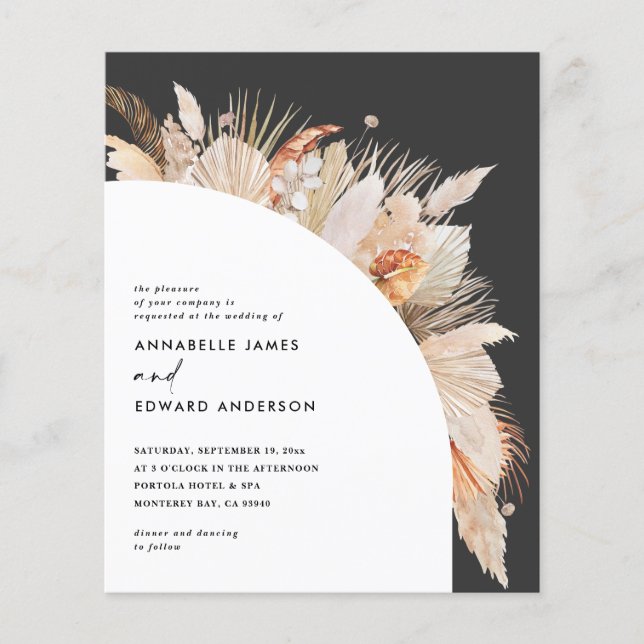 budget bohemian terracotta pampas grass wedding fl flyer (Front)