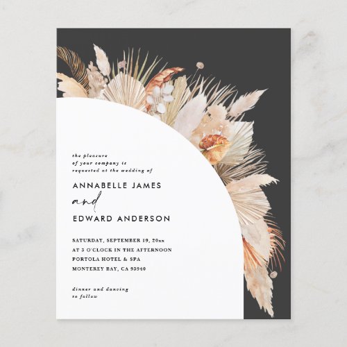 budget bohemian terracotta pampas grass wedding fl flyer