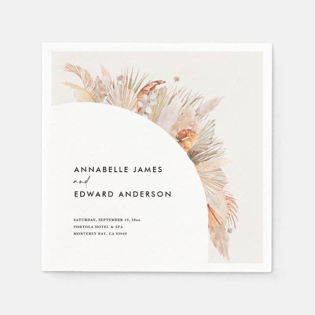 budget bohemian terracotta pampas grass wedding napkins (Front)