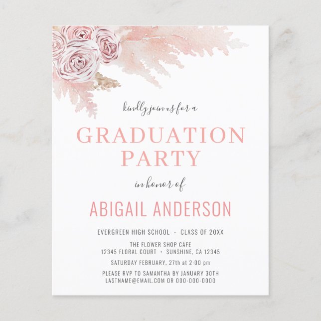 Budget Boho 2023 Graduation Floral Invitation Flyer (Front)