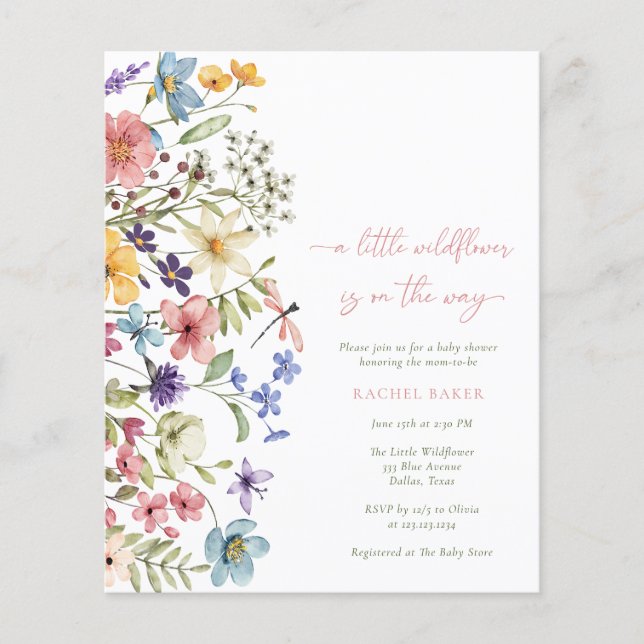 Budget Boho A Little Wildflower Girl Baby Shower (Front)