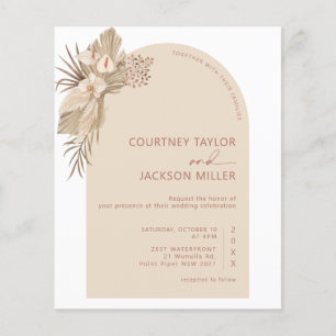 BUDGET Boho Arch Pampas Grass Wedding Invitation Flyer