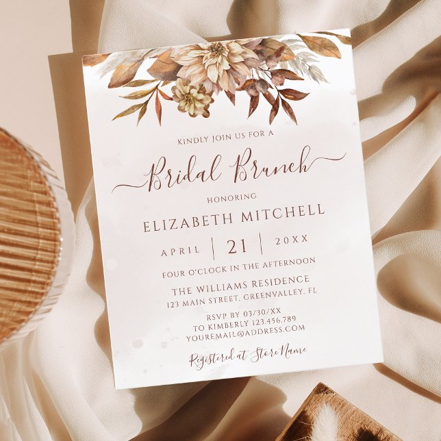 Budget Boho Autumn Floral Bridal Brunch Invitation (Creator Uploaded)