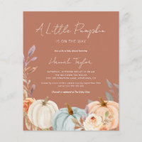 Budget Boho Baby Shower Little Pumpkin Invitation