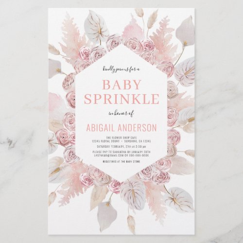 Budget Boho Baby Sprinkle Blush Pink Invitation  Flyer