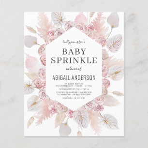 Budget Boho Baby Sprinkle Blush Pink Invitation Flyer
