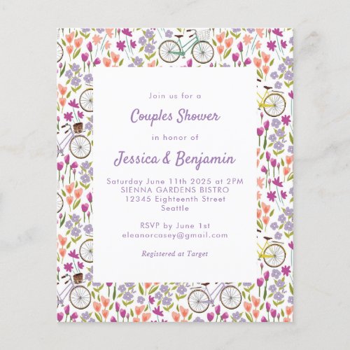 Budget Boho Bicycle Floral Script Couples Shower