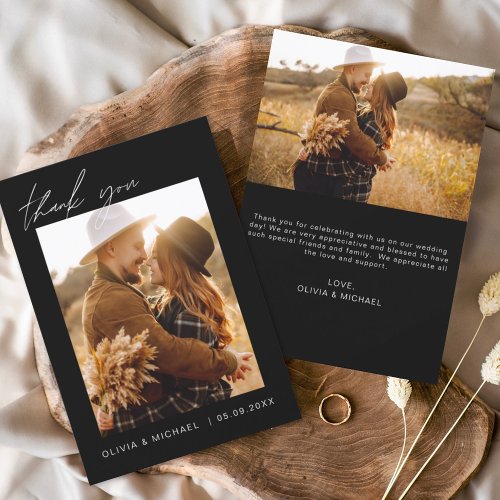 Budget Boho Black Wedding Thank You Cards