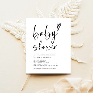Budget Boho Black & White Baby Shower Invitation