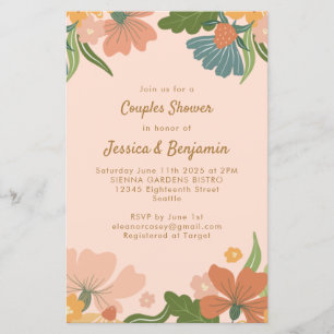 Budget Boho Blush Orange Floral Couples Shower
