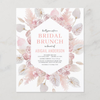 Budget Boho Blush Pink Bridal Brunch Invitation Flyer