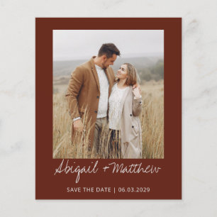 Budget Boho Brown Photo Save The Date Invitation Flyer