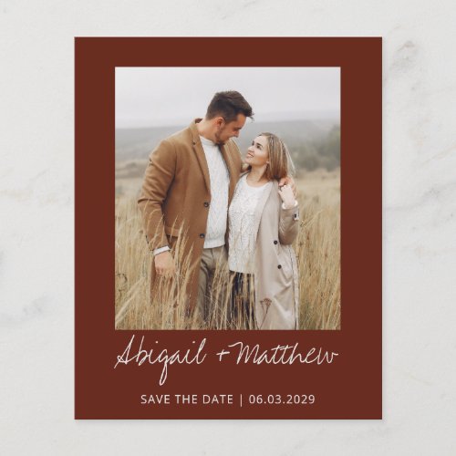 Budget Boho Brown Photo Save The Date Invitation Flyer
