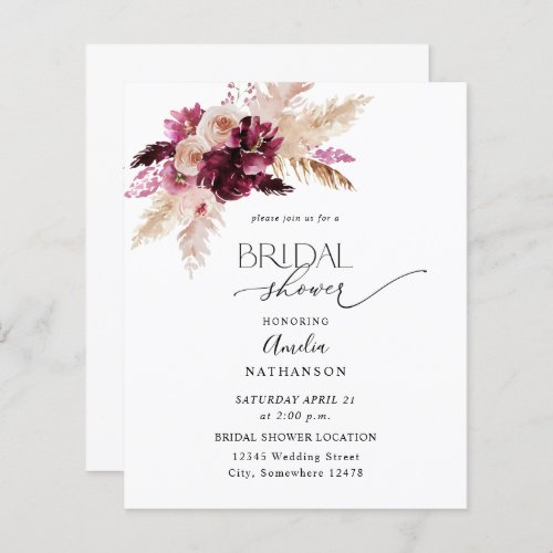 Budget Boho Burgundy  Pink Floral Bridal Shower