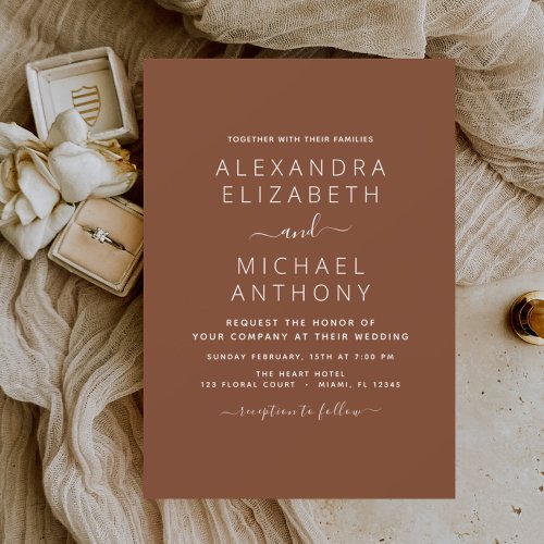 Budget Boho Burnt Orange Wedding Invitation Flyer