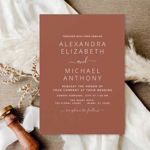 Budget Boho Burnt Orange Wedding Invitations Flyer