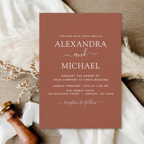 Budget Boho Burnt Orange Wedding Invitations Flyer