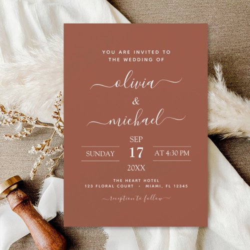 Budget Boho Burnt Orange Wedding Invitations Flyer