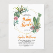 Budget Boho Cactus Baby Shower Invitation (Front)