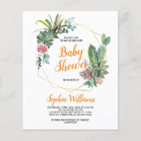 Budget Boho Cactus Baby Shower Invitation