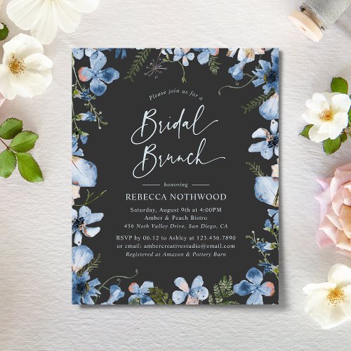 Budget Boho Charcoal Bridal Brunch Invitation
