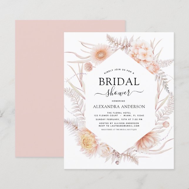 Budget Boho Chic Dusty Pink Desert Bridal Shower (Front/Back)