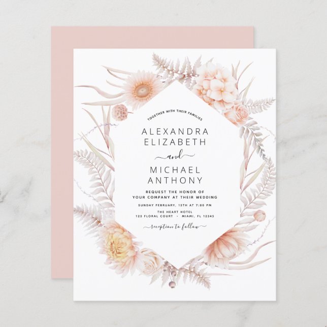 Budget Boho Chic Dusty Pink Desert Wedding (Front/Back)