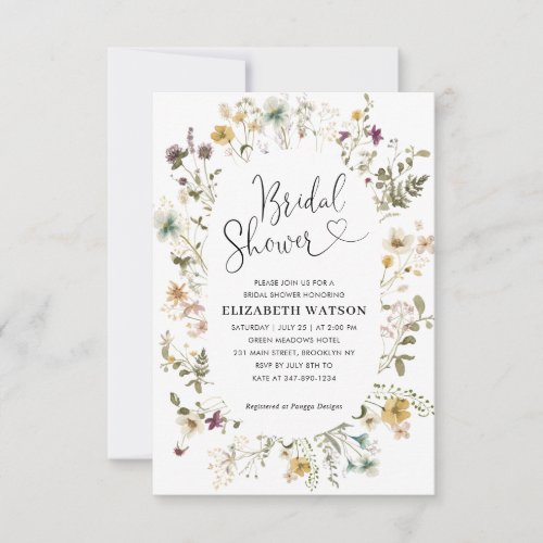 Budget Boho Chic Wildflower Floral Bridal Shower Note Card