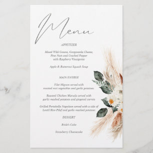 Budget Boho Copper & Beige Floral Menu Medium Siz Flyer