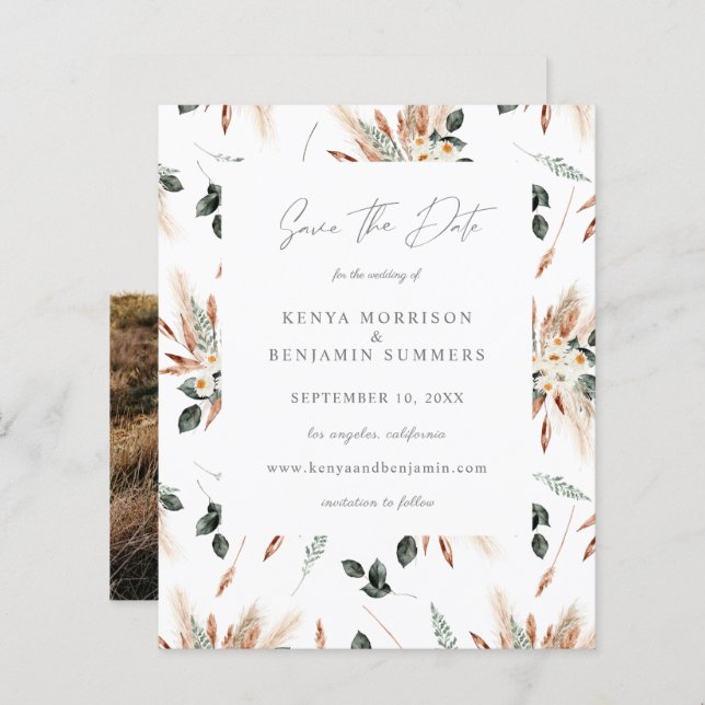 Budget Boho Copper & Beige & Photo Floral Wedding (Front/Back)