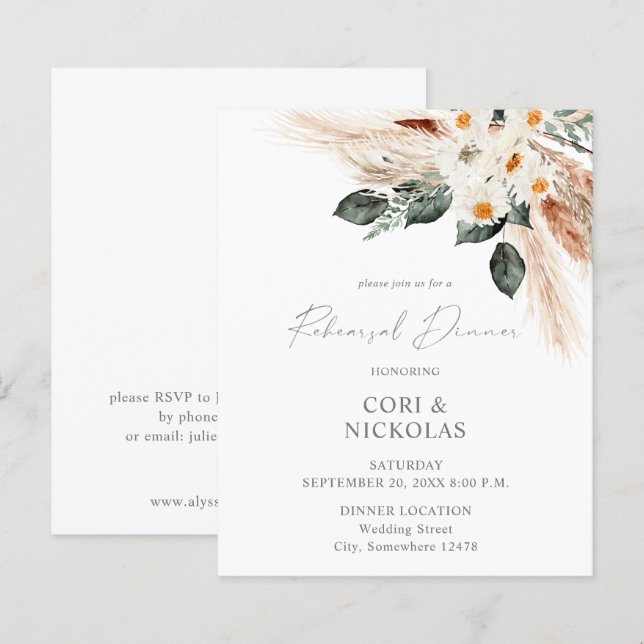 Budget Boho Copper Floral Rehearsal Dinner 2 (Front/Back)