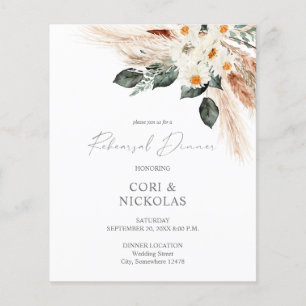 Budget Boho Copper & Floral Rehearsal Dinner Flyer