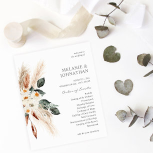 Budget Boho Copper & Floral Small Wedding Ceremony Flyer