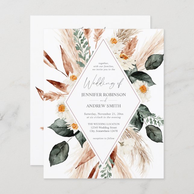 Budget Boho Copper Pampas Grass Wedding (Front/Back)