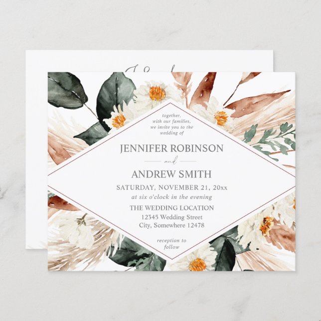 Budget Boho Copper Pampas Grass Wedding 2 (Front/Back)