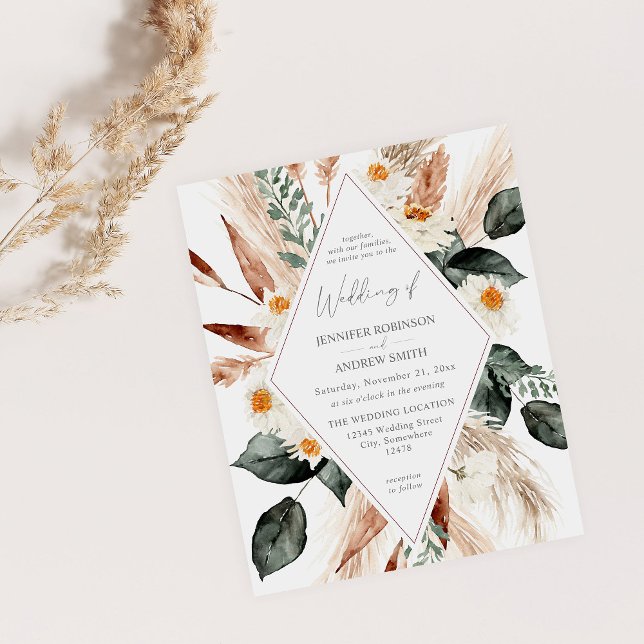 Budget Boho Copper Pampas Grass Wedding V3 Flyer (Creator Uploaded)