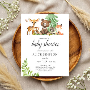 Budget Boho Cute Animals Woodland Baby Shower  Invitation Postcard