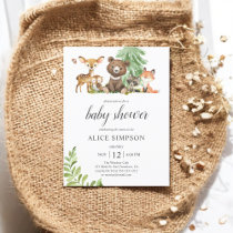 Budget Boho Cute Animals Woodland Baby Shower  Invitation Postcard